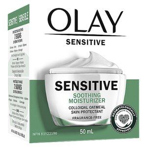 Olay Sensitive Face Moisturizer, Anti-Aging Soothing Cream, Fragrance-Free.